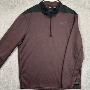 Nike Golf Dri-Fit Men Large Shirt Jacket Burgundy Pullover Quarter Zip Authentic